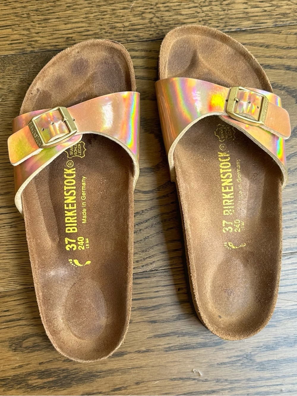 Birkenstock Madrid sandals Metallic iridescent-rose gold upper Women’s 37